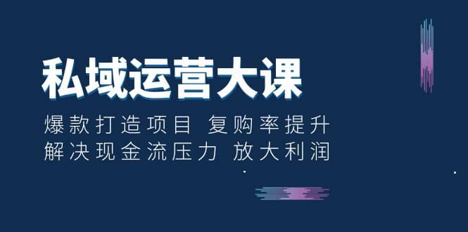 私域运营大课：爆款打造项目 复购率提升 解决现金流压力 放大利润-91搞钱