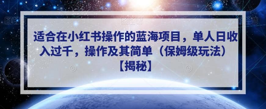 适合在小红书操作的蓝海项目，单人日收入过千，操作及其简单（保姆级玩法）【揭秘】-91搞钱