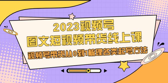2023视频号-图文短视频带货线上课，视频号带货从0到1梳理各类起号方法-91搞钱