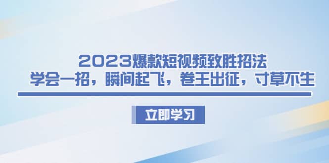 2023爆款短视频致胜招法，学会一招，瞬间起飞，卷王出征，寸草不生-91搞钱