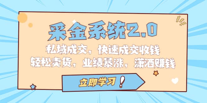 采金 系统2.0，私域成交，快速成交收钱，轻松卖货，业绩暴涨，潇洒赚钱-91搞钱