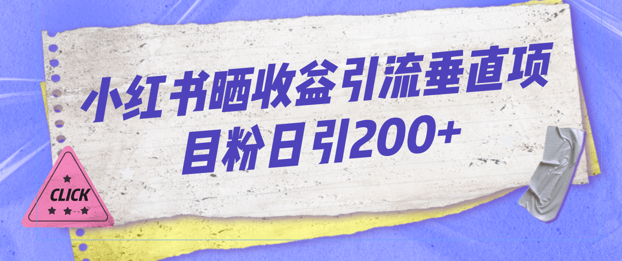 小红书晒收益图引流垂直项目粉日引200+-91搞钱