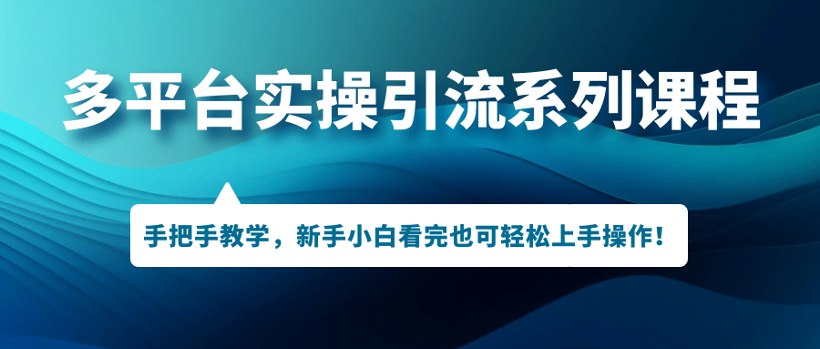 多平台实操引流系列课程，手把手教学，新手小白看完也可轻松上手引流操作-91搞钱