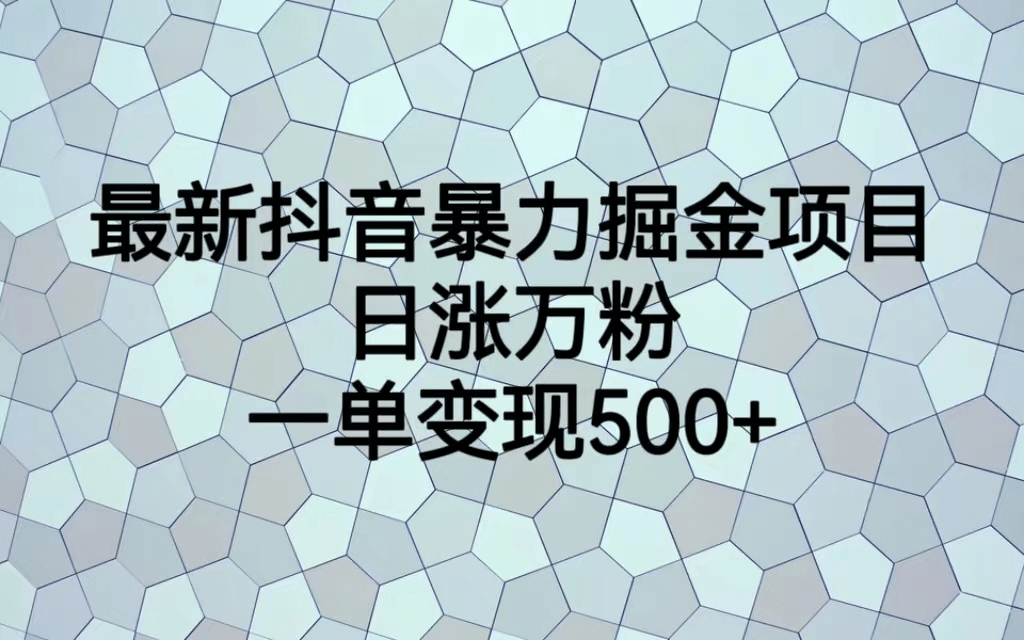 最火热的抖音暴力掘金项目，日涨万粉，多种变现方式，一单变现可达500+-91搞钱