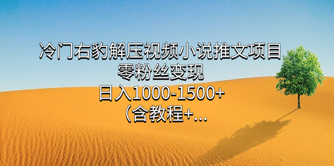 冷门右豹解压视频小说推文项目，零粉丝变现，日入1000-1500+（含教程）-91搞钱
