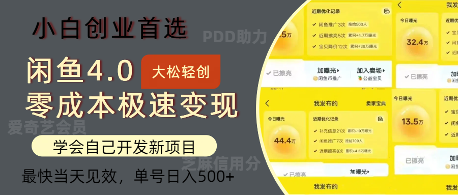 闲鱼0成本极速变现项目，多种变现方式，单号日入500+最新玩法-91搞钱