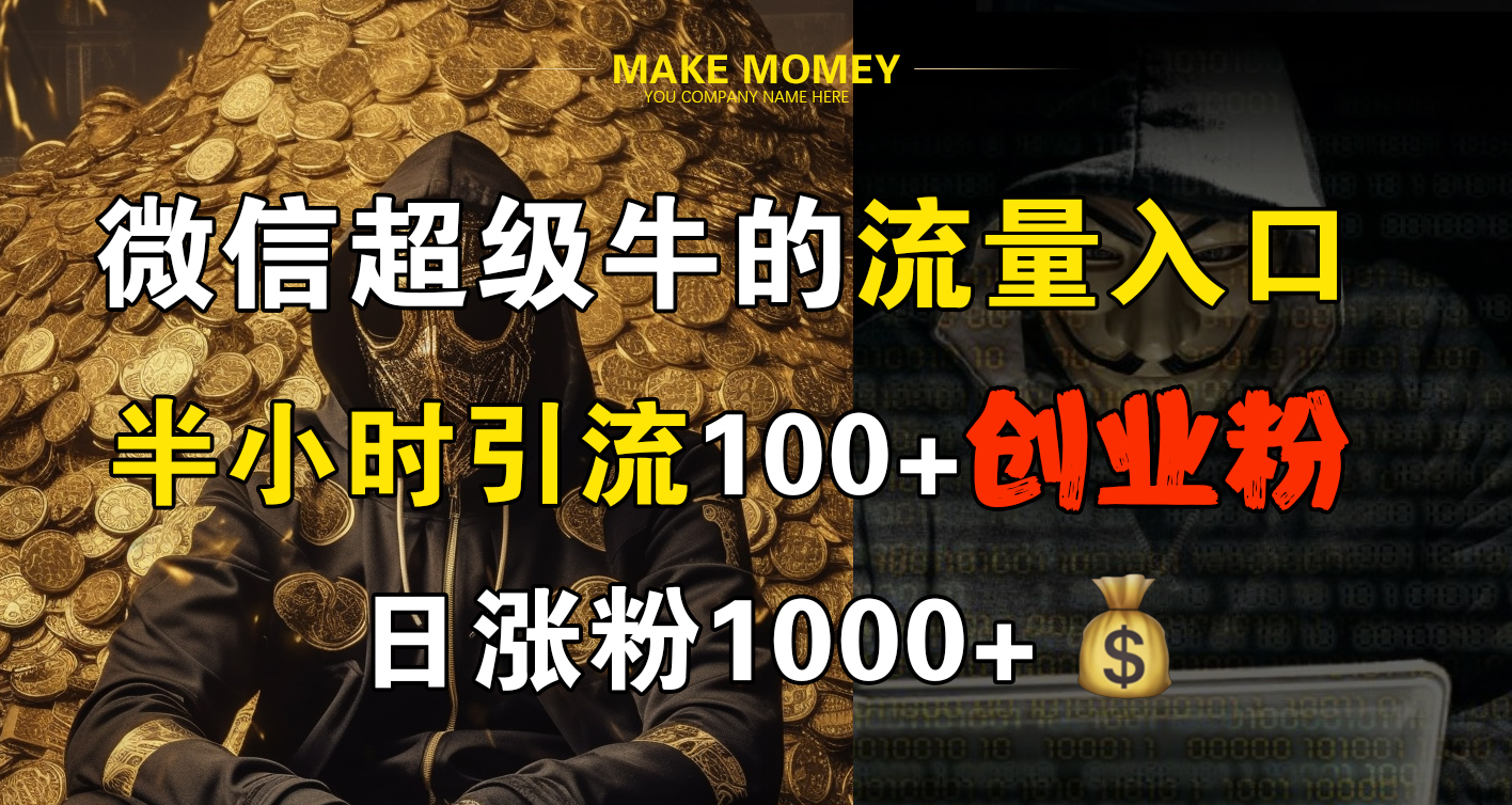 微信超级牛的流量入口，半小时引流100+创业粉，日涨粉1000+-91搞钱