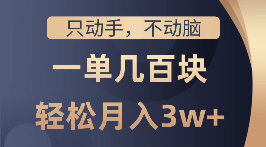 只动手不动脑，一单几百块，轻松月入2w+，看完就能直接操作，详细教程-91搞钱