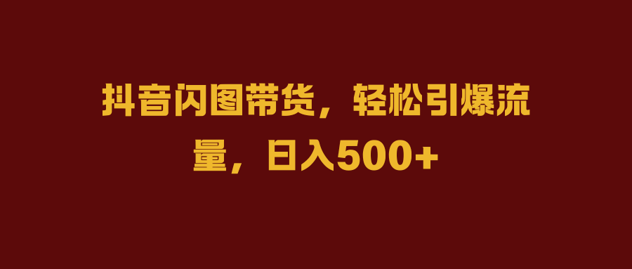 抖音闪图带货，轻松引爆流量，日入500+-91搞钱