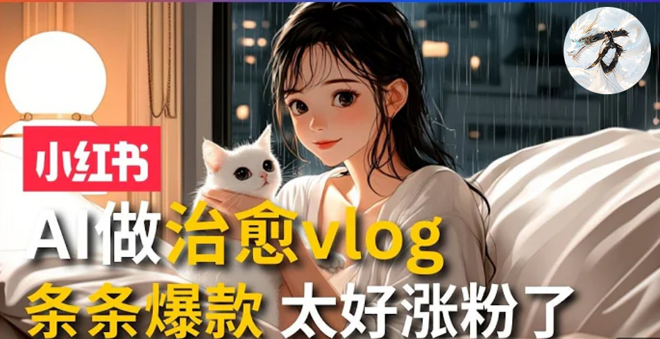 AI治愈系vlog动画视频，小红书7天 涨粉破千，商单报价1500+，0成本制作，日入2000+，有手就会 -91搞钱