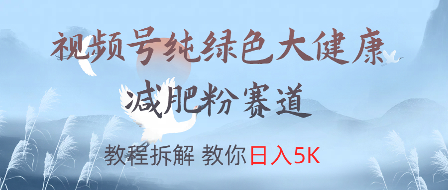 视频号纯绿色大健康粉赛道，教程拆解，教你日入5K-91搞钱