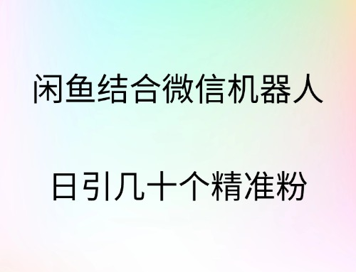 闲鱼结合微信机器人，日引几十个精准粉-91搞钱