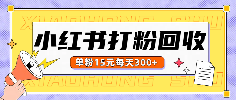 小红书打粉，单粉15元回收每天300+-91搞钱