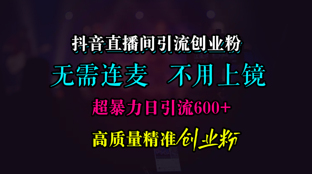 抖音直播间引流创业粉，无需连麦、无需上镜，超暴力日引流600+高质量精准创业粉-91搞钱
