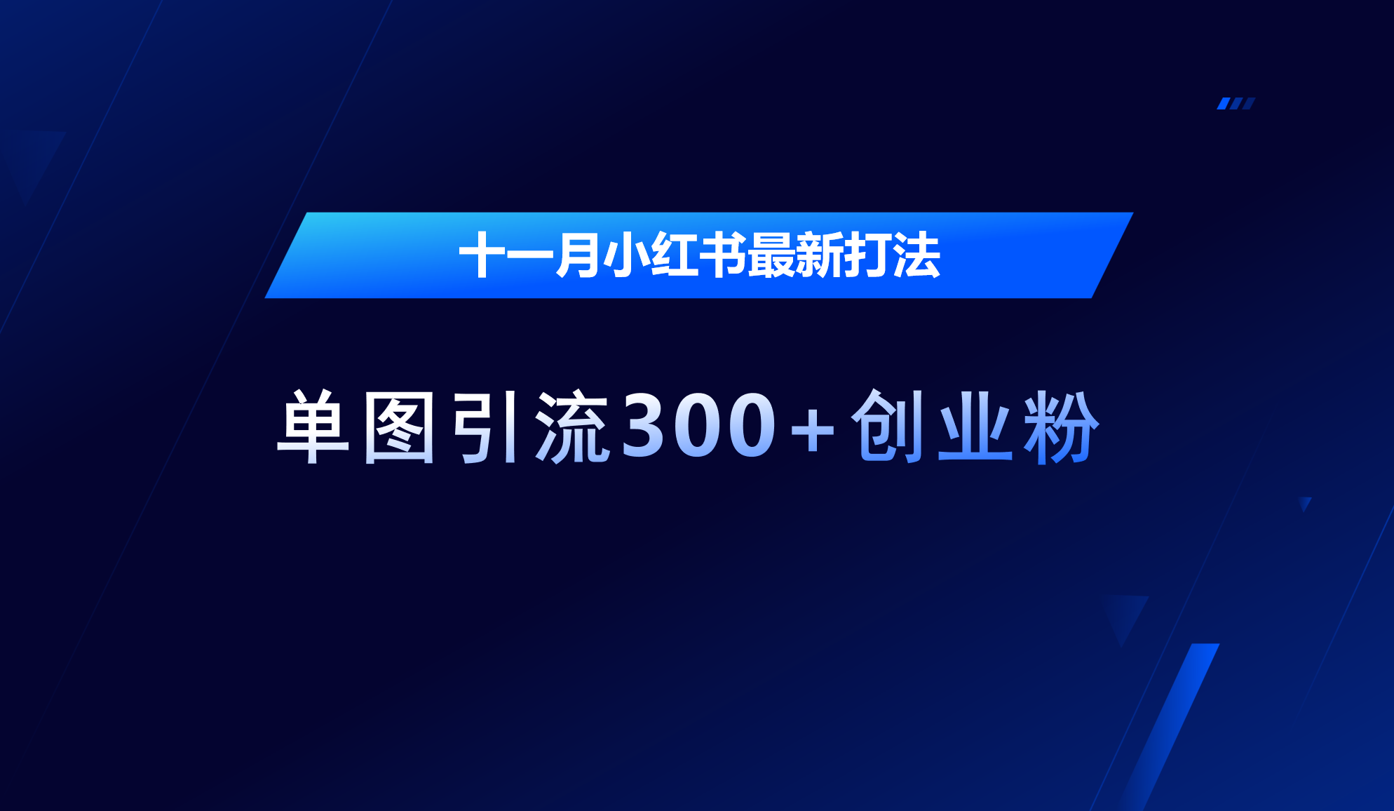 十一月，小红书最新打法，单图引流300+创业粉-91搞钱