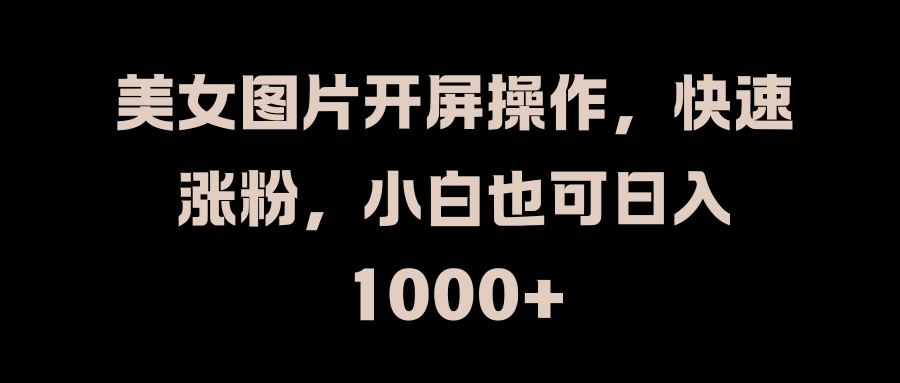 美女图片开屏操作，快速涨粉，小白也可日入1000+-91搞钱