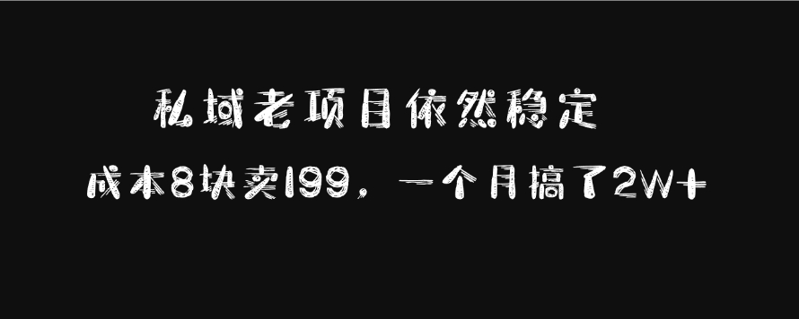 私域老项目依然稳定，成本8块卖199，一个月搞了2W+-91搞钱