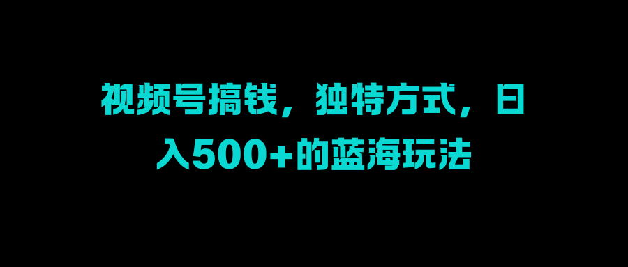 视频号搞钱，独特方式，日入500+的蓝海玩法-91搞钱