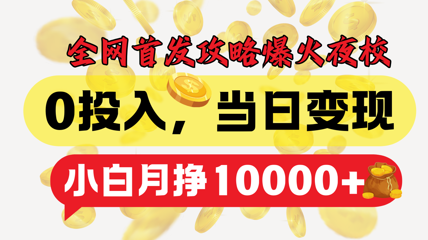 全网首发！爆火夜校，0投入，当日变现，小白轻松月入1w+-91搞钱