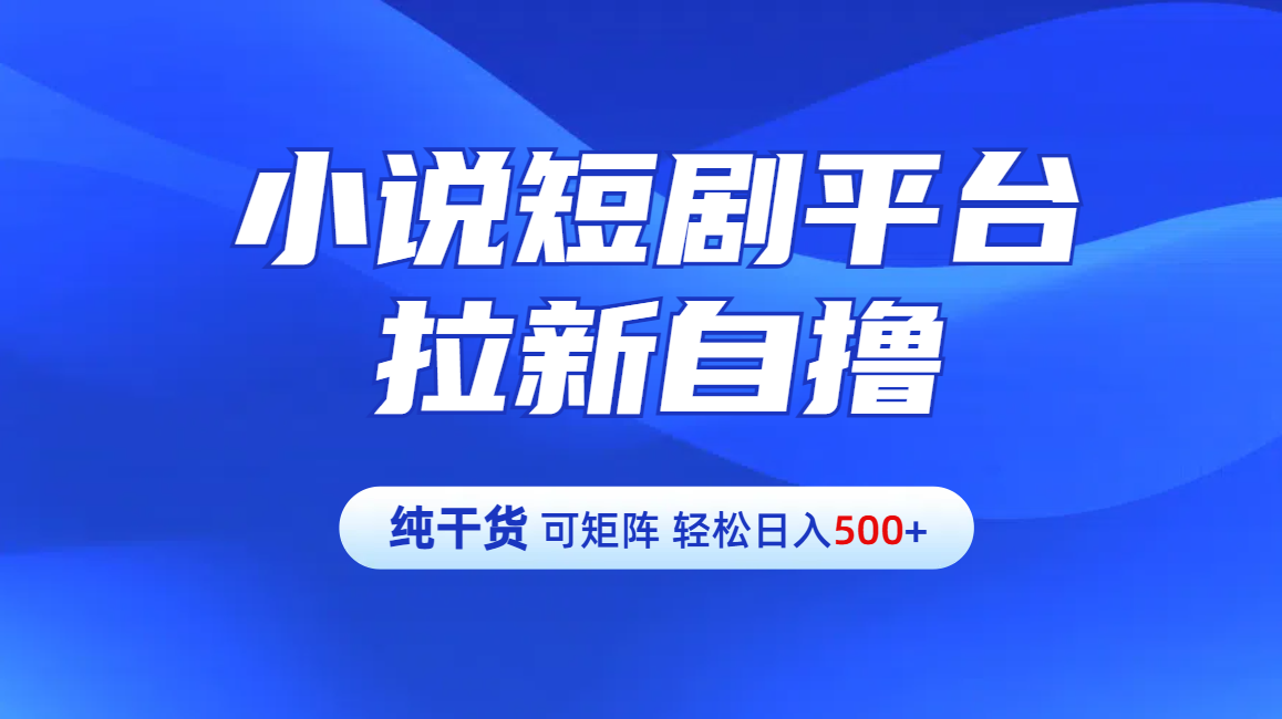【纯干货】小说短剧平台拉新自撸玩法详解-单人轻松日入500+-91搞钱