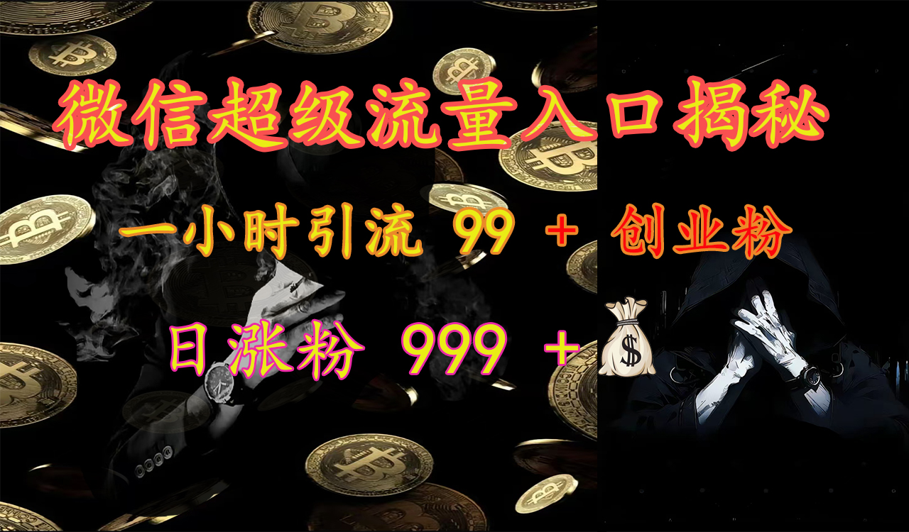 微信超级流量入口揭秘：一小时引流 99 + 创业粉，日涨粉 999 +【揭秘】-91搞钱