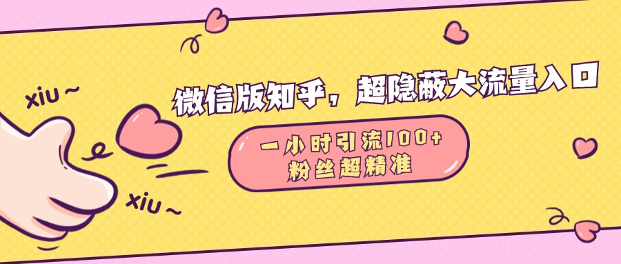 微信版知乎，超隐蔽流量入口，一小时引流100人，粉丝质量超高-91搞钱