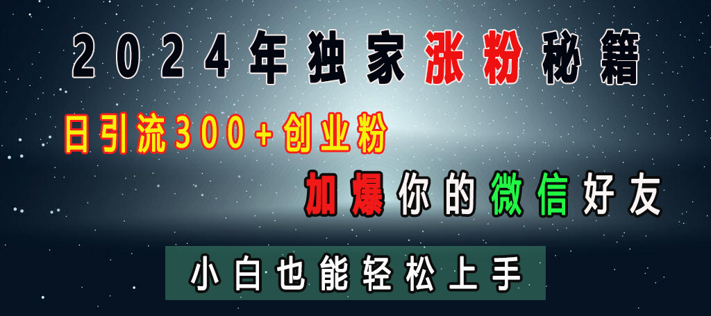 2024年独家涨粉秘籍，日引流300+创业粉，加爆你的微信好友，小白也能轻松上手-91搞钱
