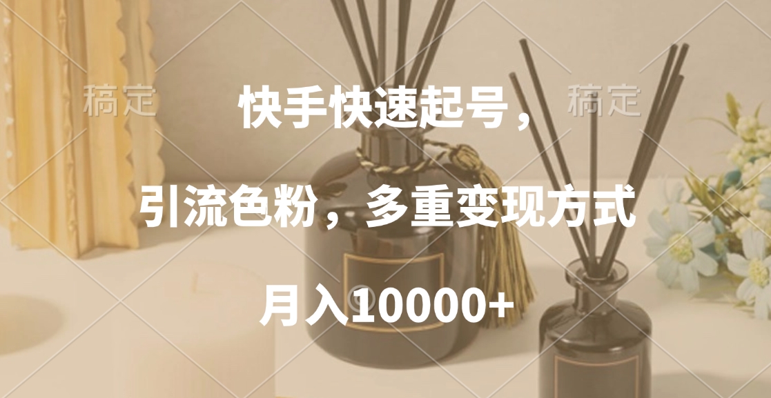 快手快速起号，引流色粉，多重变现方式，月入10000+-91搞钱