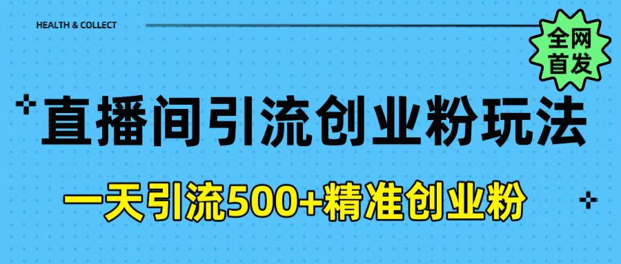直播间引流创业粉玩法，一天轻松引流500+精准创业粉-91搞钱