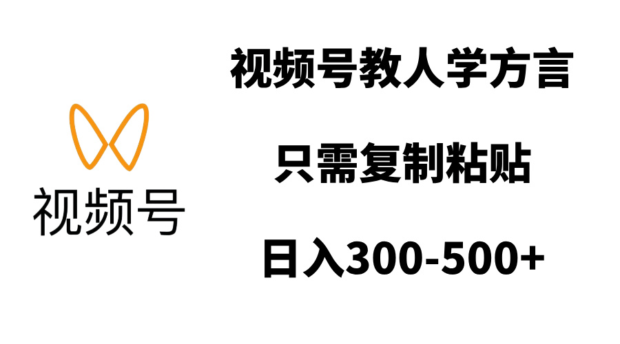 视频号教人学方言，只需复制粘贴，日入300-500+-91搞钱