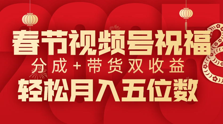 春节视频号祝福项目，分成+带货，双收益，轻松月入五位数-91搞钱