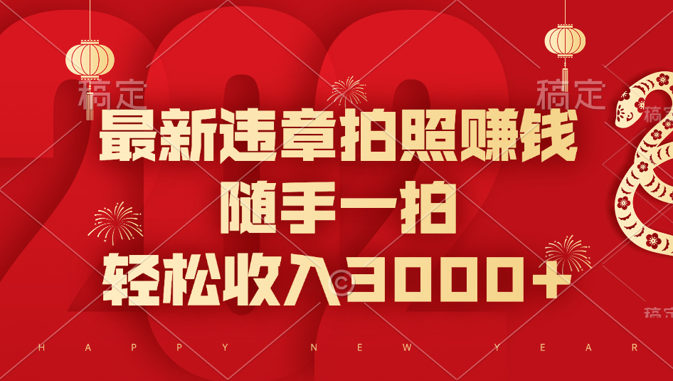 最新违章拍照赚钱，随手一拍，轻松收入3000+-91搞钱