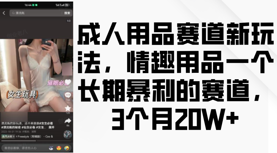 情趣用品一个长期暴利的赛道，成人用品赛道新玩法，3个月20W+-91搞钱