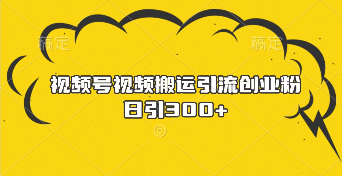 视频号视频搬运引流创业粉，日引300+-91搞钱
