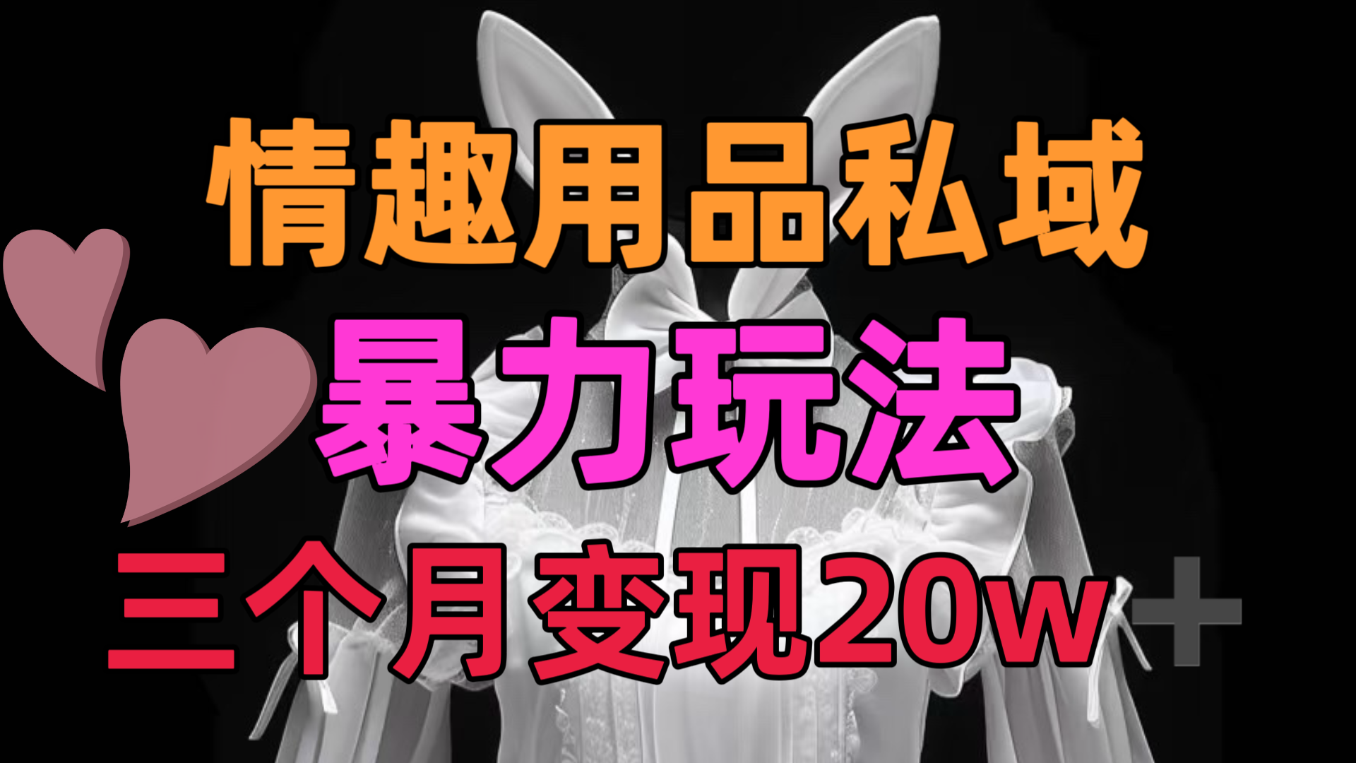 情趣用品私域，25年最新暴力玩法，三个月变现20w➕-91搞钱