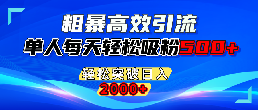 粗暴高效引流,单人每天轻松吸粉500+,轻松突破日入2000+-91搞钱
