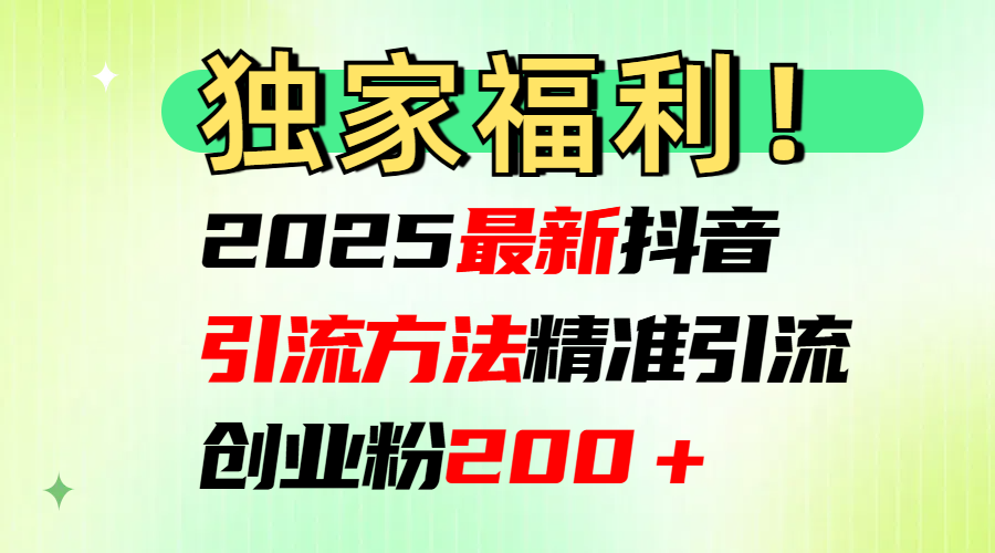 2025最新抖音引流方法每日精准引流创业粉200＋-91搞钱