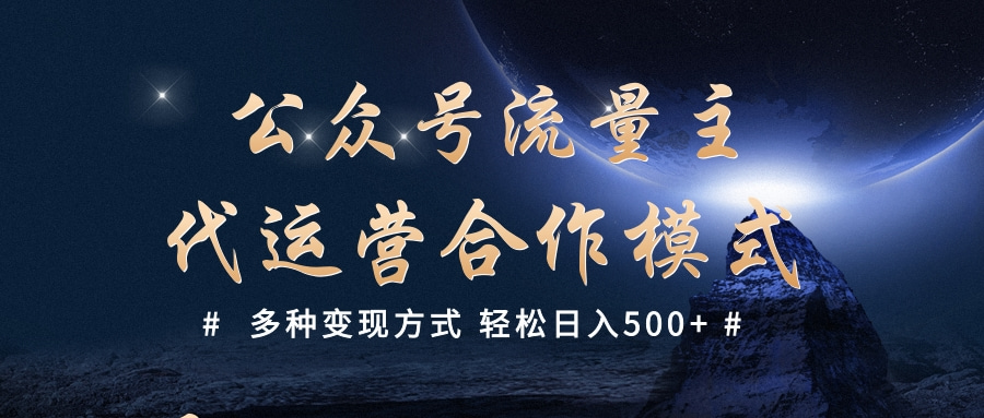 公众号流量主代运营  多种变现方式 轻松日入500+-91搞钱
