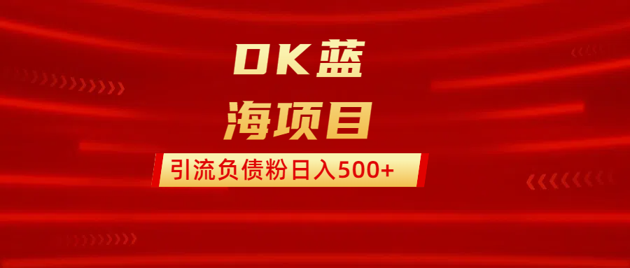 DK蓝海项目  通过，抖音，快手，小红书，引流负债粉日入500+-91搞钱