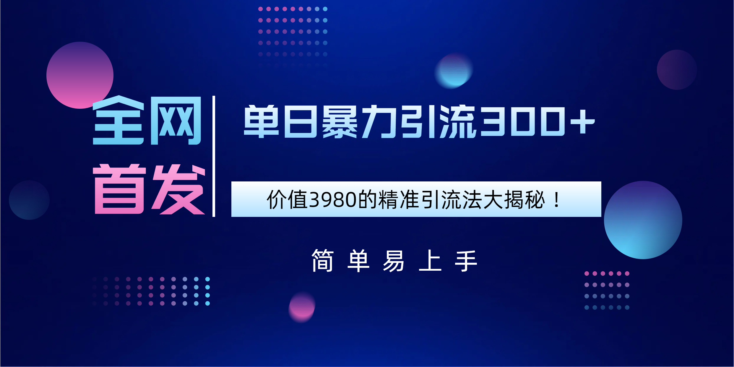 全网首发，价值3980单日暴力引流300+的精准引流法大揭秘！-91搞钱