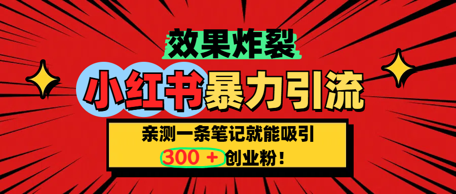 小红书炸裂玩法，亲测一条笔记就能吸引300+精准创业粉！-91搞钱