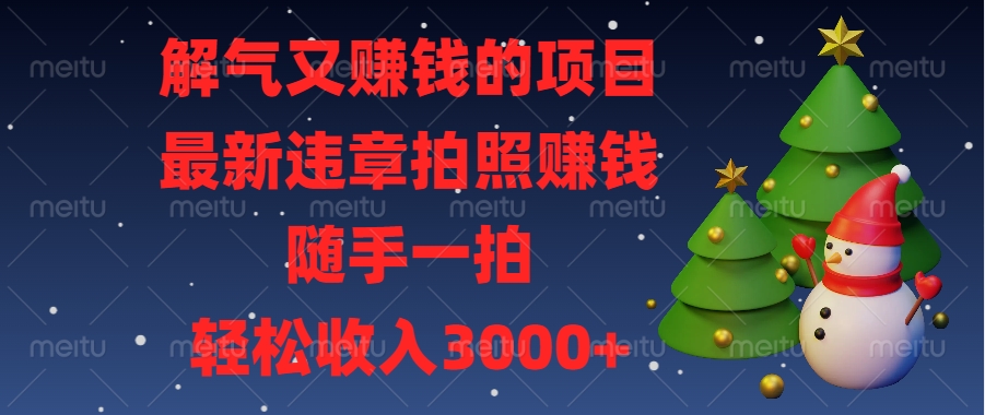 解气又赚钱的项目，最新违章拍照赚钱，随手一拍，轻松收入3000+-91搞钱