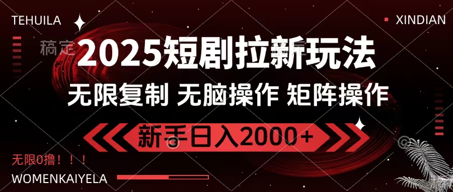 2025短剧拉新玩法，无需注册登录，无限0撸，无脑批量操作日入2000+-91搞钱