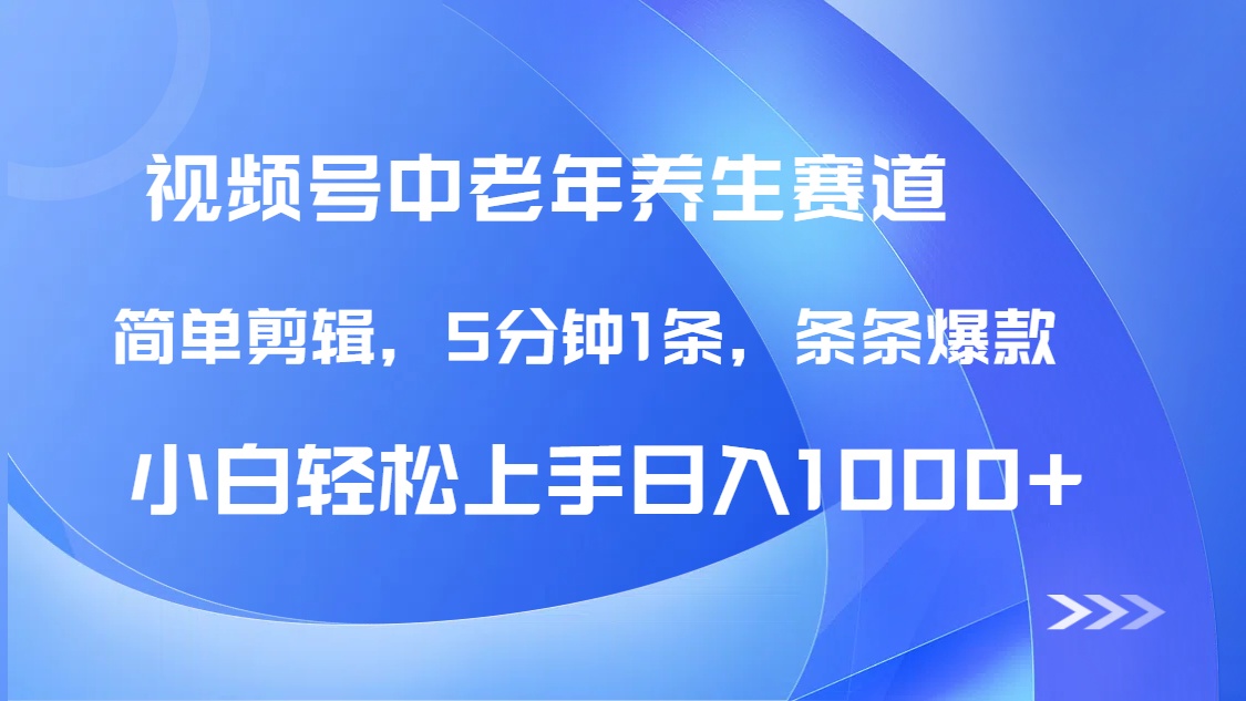 DeepSeek+既梦做视频号中老年养生赛道，条条爆款5分钟1条，轻松日入1000+-91搞钱
