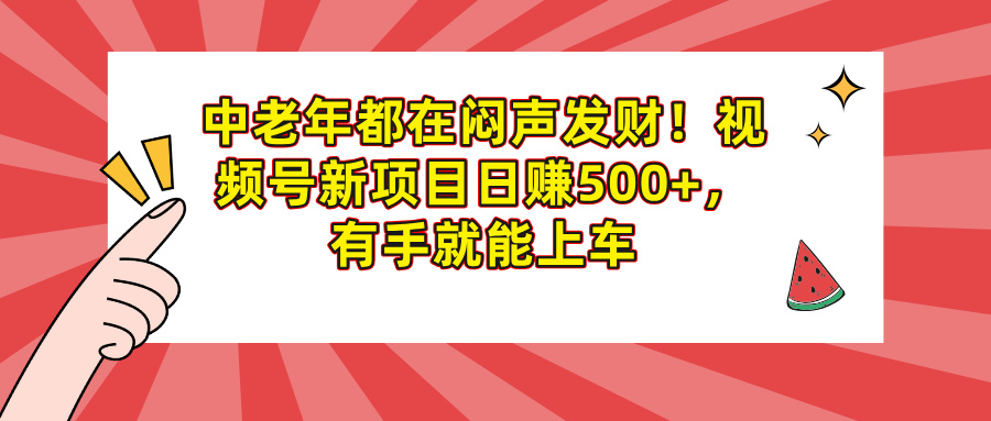 中老年都在闷声发财！视频号新项目日赚500+，有手就能上车-91搞钱