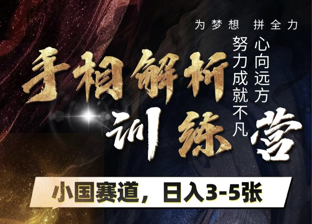 手相解析训练营，全网独家项目，小国赛道，轻松日入3-5张-91搞钱