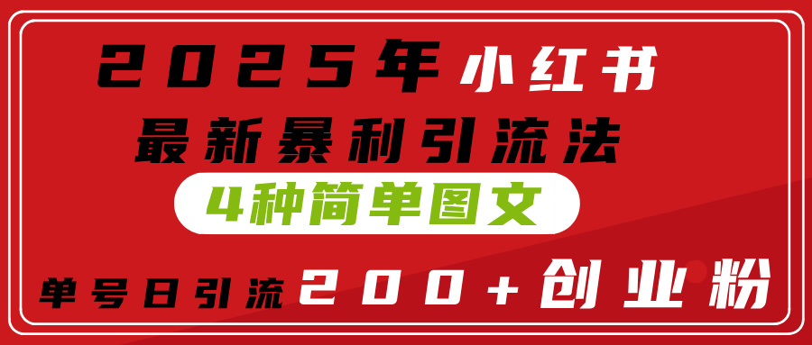 2025年小红书最新暴利引流法，4种简单图文，单号日引流200+创业粉(附无脑抄模板）-91搞钱
