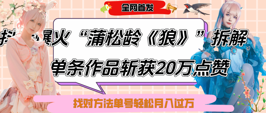 抖音爆火“蒲松龄《狼》”实战拆解，仅6条作品涨粉24W,单条作品收获20万点赞，找对方法轻松起号月入过万-91搞钱