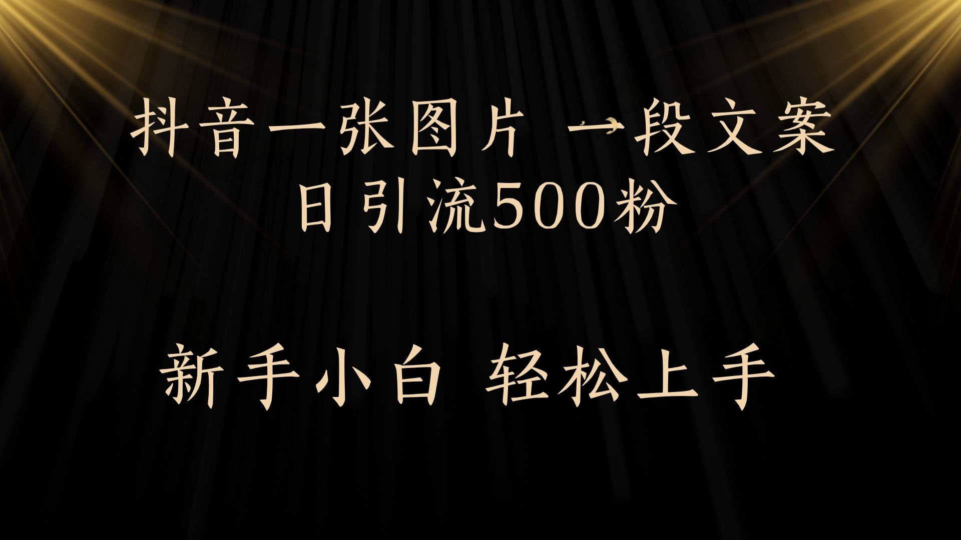 每天2分钟，抖音一张图片 一段文案日引流500粉-91搞钱