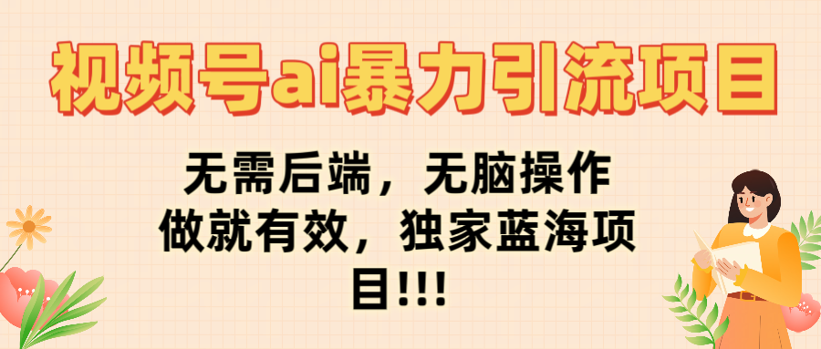 视频号ai暴力引流项目，无需后端，无脑操作，做就有效，独家蓝海项目!!!-91搞钱